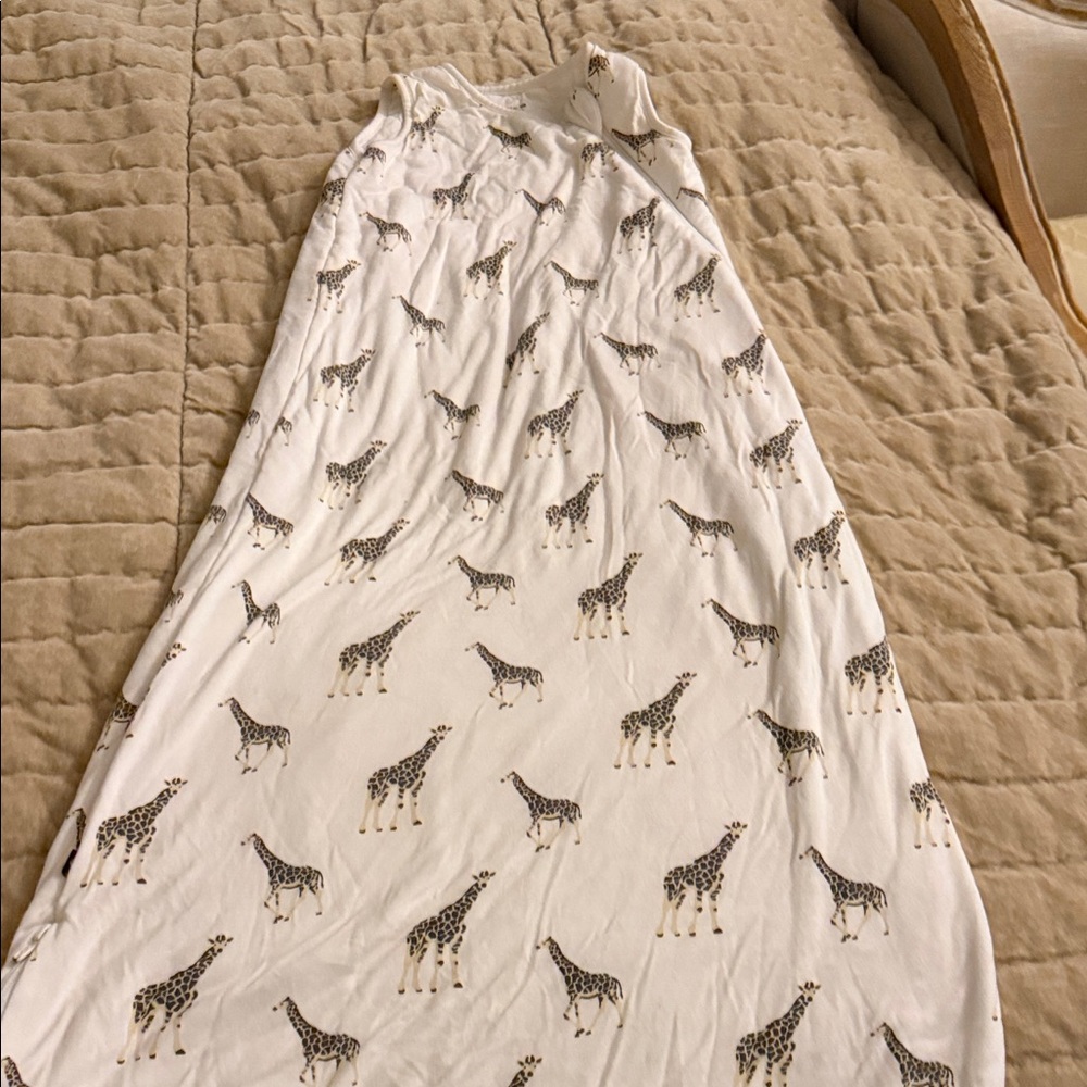 Kyte Baby White Sleep Sack with Subtle Giraffe Accent